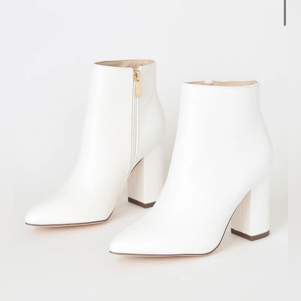 Lulu’s Ottava White High Heel Booties